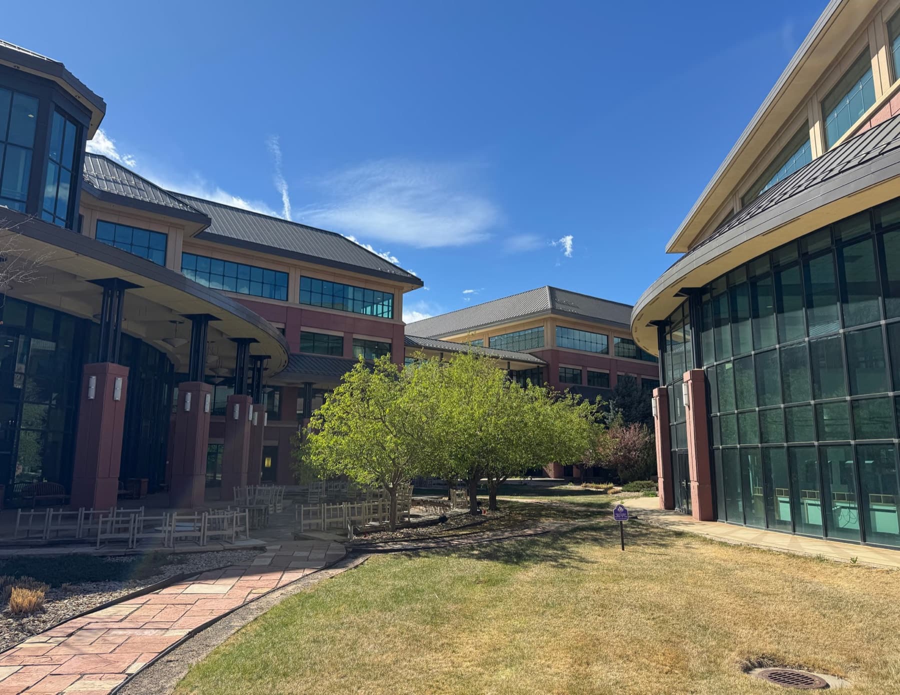 Campus buildings and courtyard